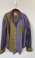 Urban Outfitters Button Down Top Yellow Colorblock Paisley Casual Medium New