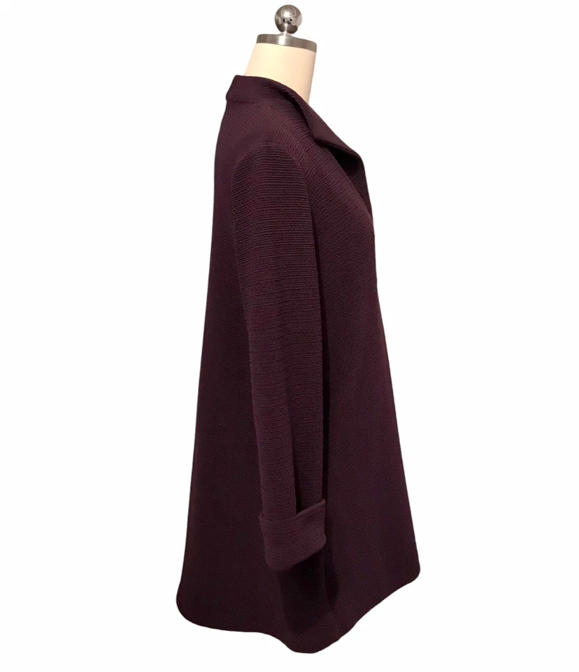 Joseph Ribkoff Long Knit Jacket Deep Plum Artsy Office Women’s Sz 10 - Image 3 of 4