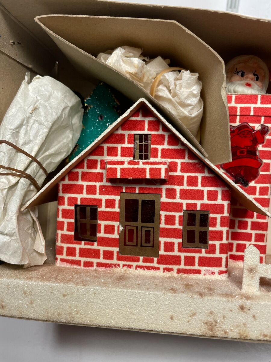Vintage Yuletide Electrified Santa Chimney House Christmas Decoration with  Box