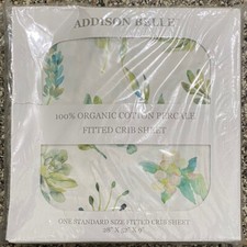 ADDISON BELLE Organic Cotton Fitted Crib Sheet Baby Bedding 28x52x9 Succulents