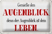 Blechschild Spruch 30X20 Cm GenießE Den Augenblick Leben Deko Schild Tin Sign
