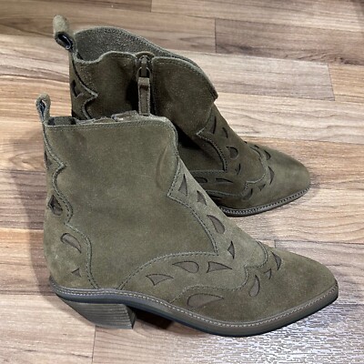 Kelsi Dagger Women s Suede Western Brooklyn Cliff Booties Olive Green Size 7.5
