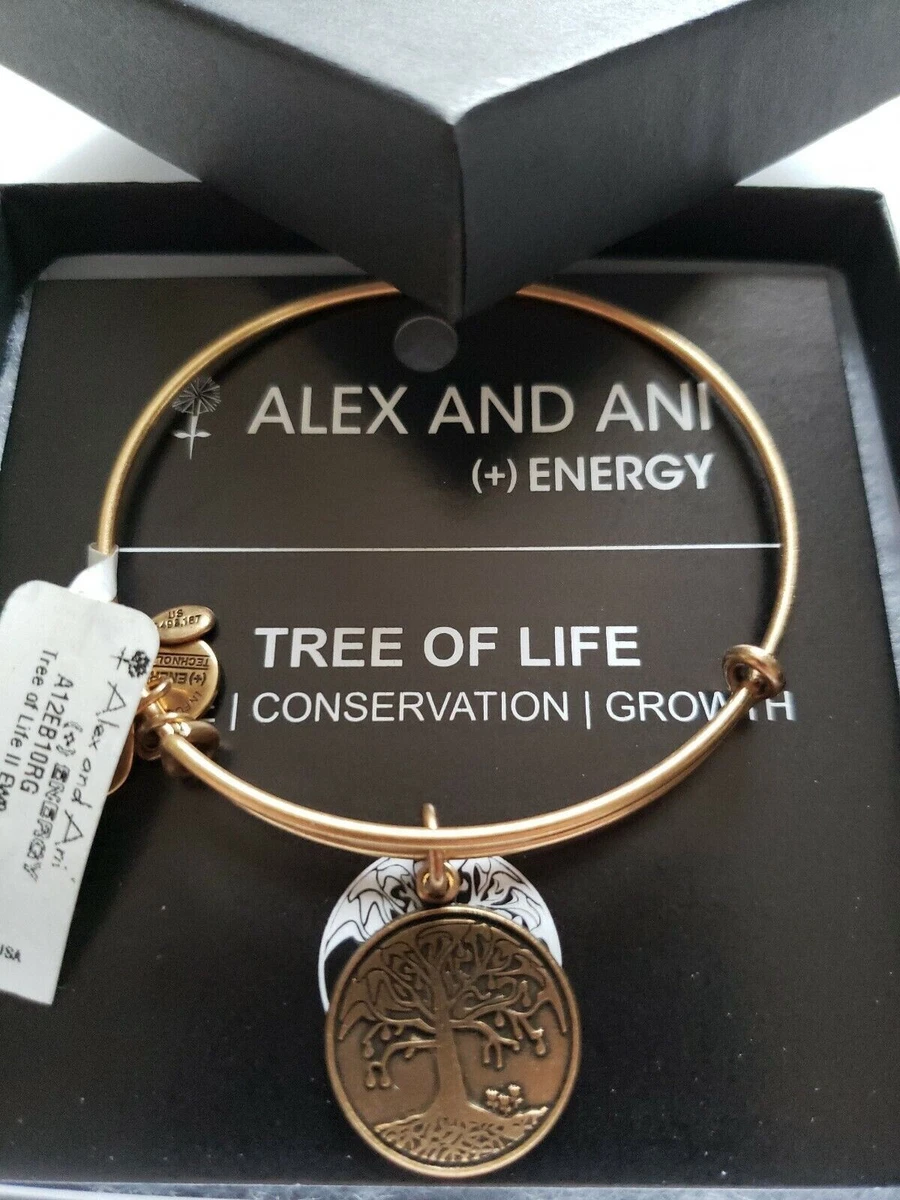 Retired Alex Ani Tree of Life Gold Tone Bracelet New with Tags Card Box