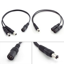 2 Way CCTV DC Power Splitter Cable Male Female Adapter LED strip Camera DVR Lead