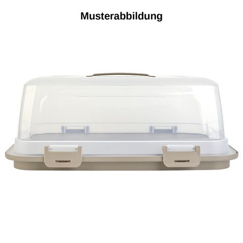 Kuchen-Transportbox, Griff, Klick-Verschluss, Torten-haube, recht-eckig, Braun - Bild 7 von 7