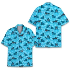 Funny Shark Hawaiian Shirts for Men Women Size S - 5XL Summer Beach