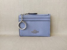 Image of Coach Mini Skinny ID zip Card Case in cross grain leather GLOBAL SHIPPING T 9135