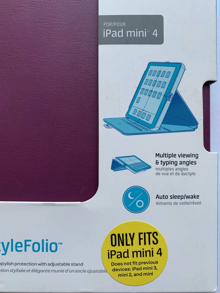 Speck Stylefolio Tablet Purple Case iPad Mini 4 Drop Tested Multiple Viewing Typ - Image 2 of 4