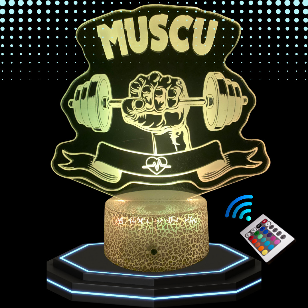 Lampe chevet 3D LED sport veilleuse multicolore déco salon de fitness