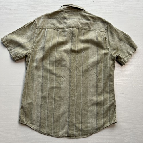 Wellen Hemp Blend Button Up Shirt Mens Medium Horizontal Stripe Short Sleeve - Picture 8 of 11