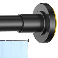 Black Shower Curtain Rod 31 to 80 Inch,1 Inch Diameter Adjustable Spring Tens...