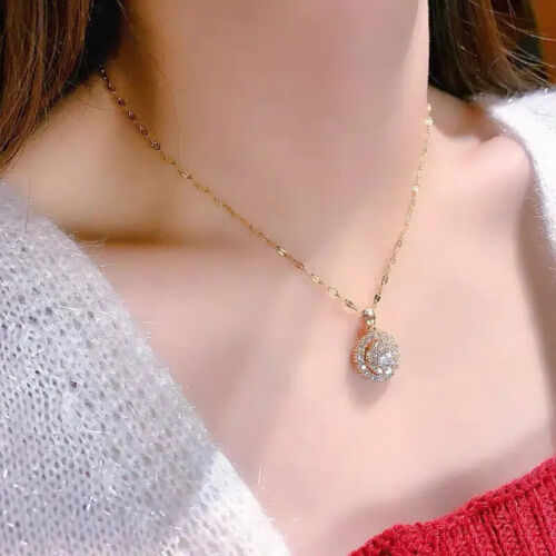 Collana in oro 18 kt con diamanti bianchi pendenti da donna bijoux donna collari - Foto 3 di 12