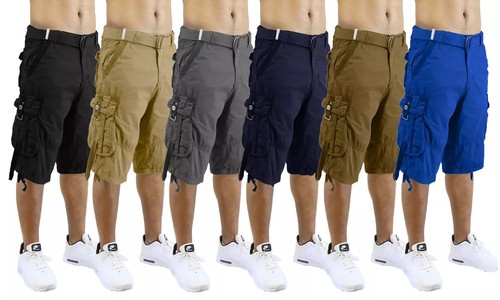 Galaxy Men's Belted Distressed Cargo Work Shorts Multi-Pocket (Size 30-44) NWT - 第 1/15 張圖片