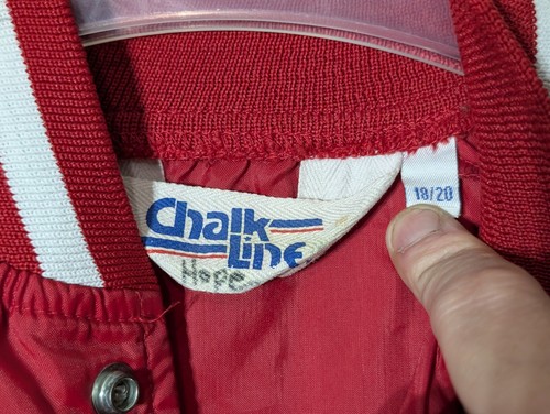 Vtg 90s Chalk Line Varsity Baseball Jacket USA Youth Size 18-20 Lrg Red Adult SM - Picture 3 of 5