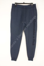 Abercrombie Fitch Mens Small Fleece Logo Sweatpants Drawstring Navy NWT