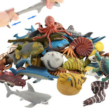 18 Pack Assorted Ocean Animal, Stretchy and Floating Rubber Sea Animals Toy Set,