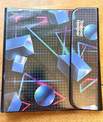 Mead Trapper Keeper Retro Geometric Shapes Design 1 Inch Binder with 2 Folders