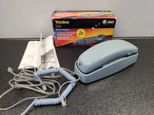Vtg AT&T Trimline 230 Corded Phone Retro Powder Blue Wall Desk Telephone w/ Box