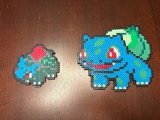 Pok mon Bulbasaur and Ivysaur Perler Bead Fuse Pixel Art Custom Art Decor Gift