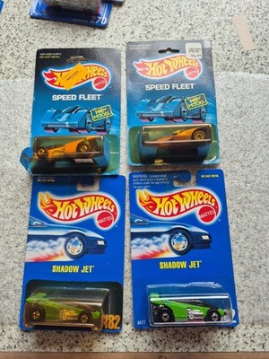 Hot Wheels Shadow Jet Lot Of 4 Speed Fleet Brown Yellow  1988 Green 1991 X2  
