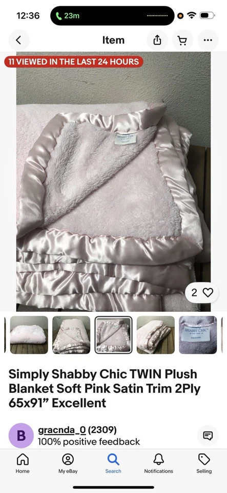 Simply Shabby Chic Queen Size Blanket Pink Satin Trim 2 Ply Plush 90”x88” EUC - Image 2 of 4