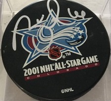 Brett Hull signed autographed autograph 2001 NHL All-Star Game puck JSA Blues