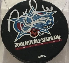 Brett Hull signed autographed autograph 2001 NHL All-Star Game puck JSA Blues
