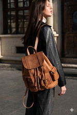 Handmade Genuine Leather Backpack, Vintage Tan Rucksack, Casual Travel Bag