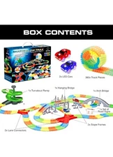 USA Toyz Snap N’ Glow Trax Light Racer Track Set 360 pc with 2 Cars New