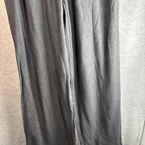 Vintage Wide Leg Pants L Linen Rayon Black Smocked Waist Pockets Minimalist Soft - Picture 19 of 20