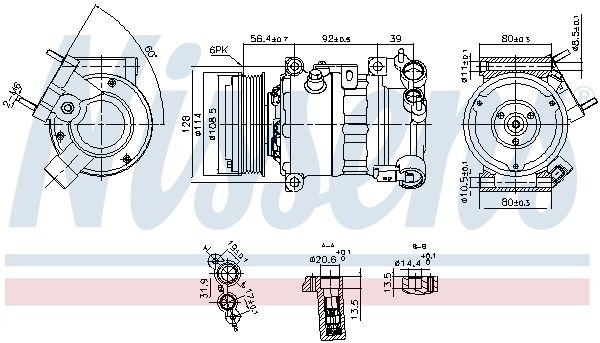 Nissens 890599 Kompressor, Klimaanlage FüR CitroËN Ds Passend FüR Fiat Opel-image