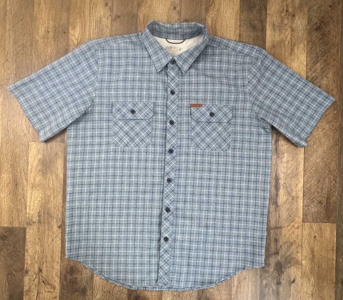 Orvis Performance Button Down Short Sleeve Blue L… - image 1