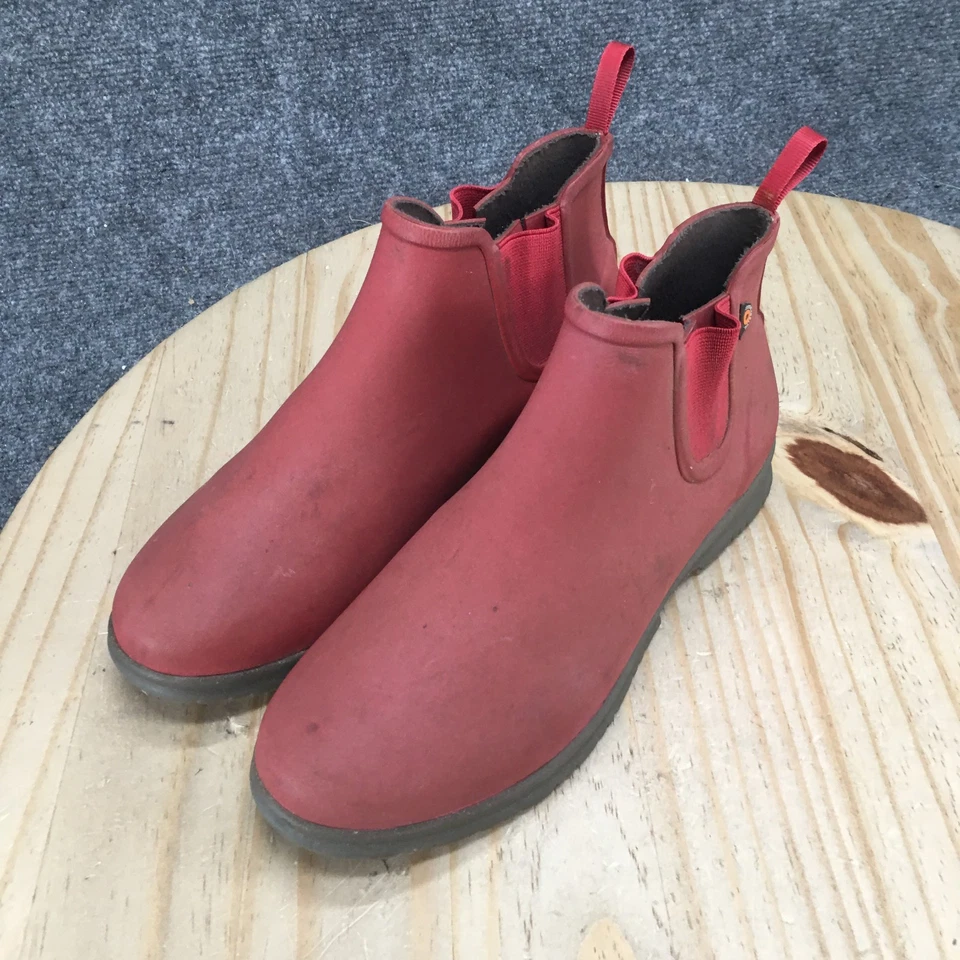 BOGS Botas Mujer 9 Sweetpea Sin Cordones Lluvia Botín Rojo Goma Impermeable Foto 3 de 4