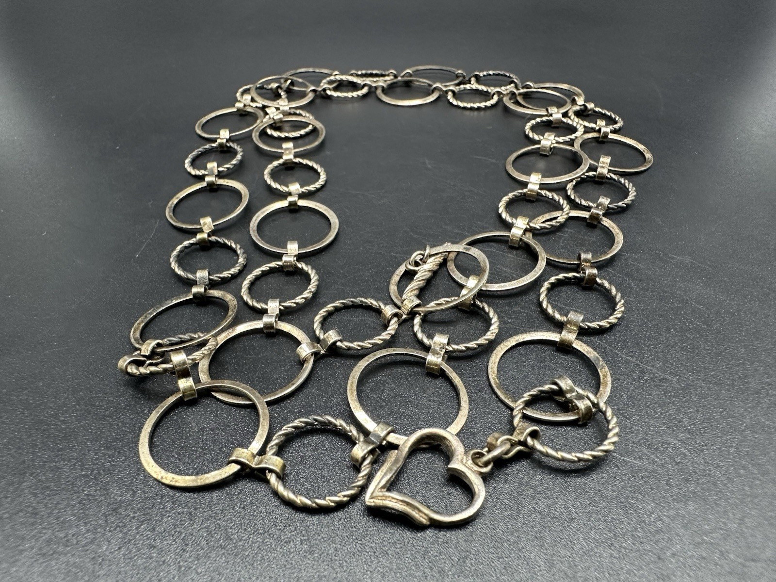 Hammered Sterling Silver Ring Loop Statement Neck… - image 6