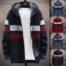 Mens Thick Warm Fleece Lined Hoodie Winter Zip Up Coat Jacket Sweatshirt Tops UK