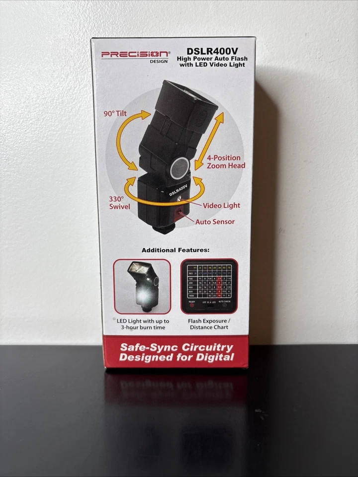 Precision Design High Power Auto Flash with LED Video Light-DSLR400V New in Box - Image 2 of 3