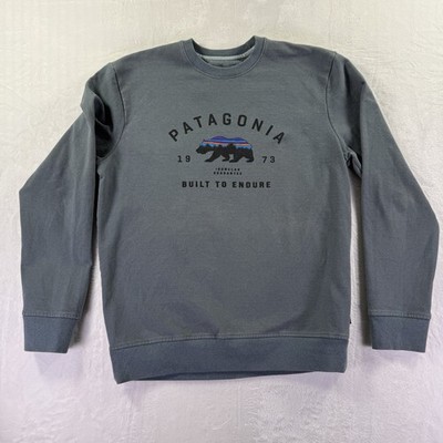 Patagonia Sweatshirt Mens S Arched Fitz Roy Bear Uprisal Crew Gray Blue Green