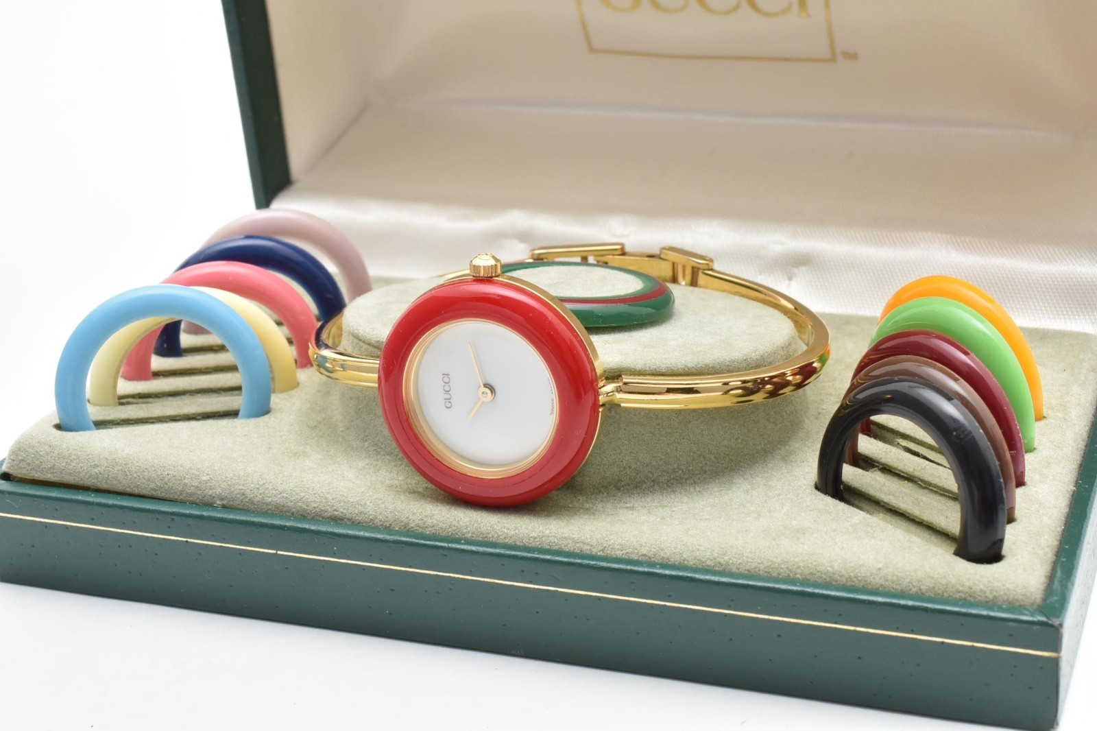 [S Size Near Mint] Gucci Change Bezel 11/12.2 Women Watch Gold White 12 Colors