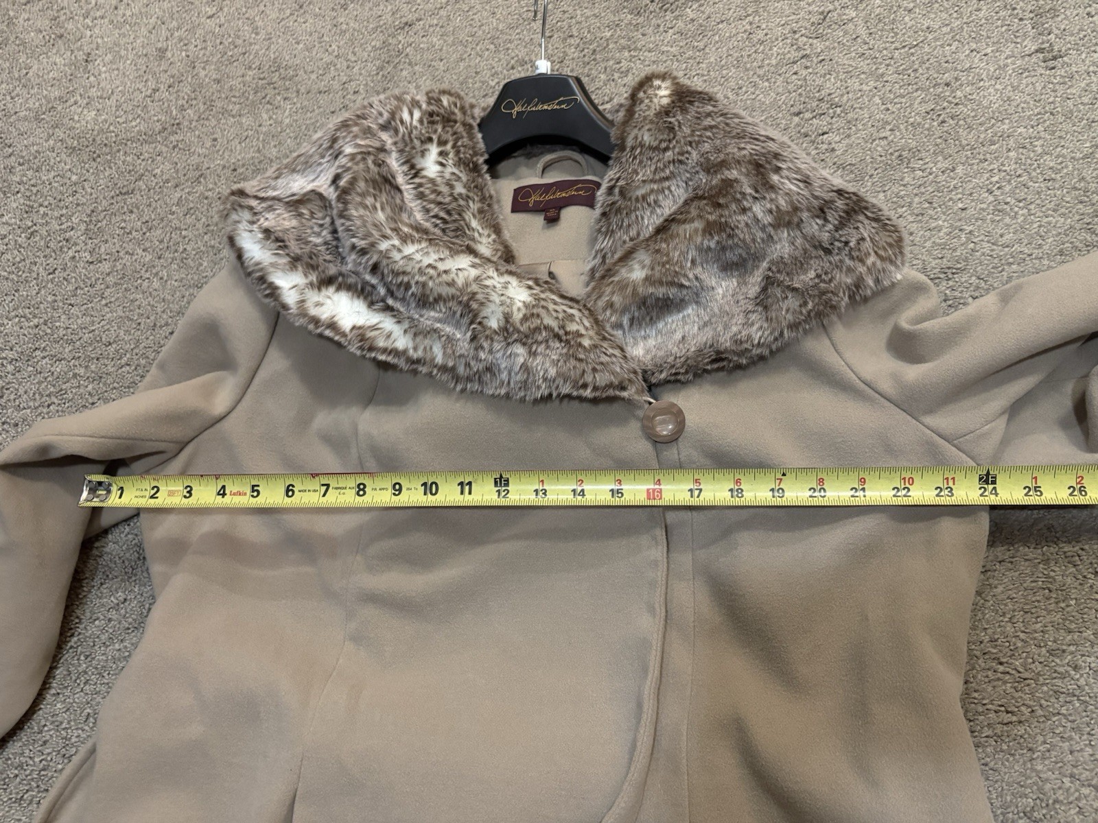 Vintage John Galliano Womens XL Beige Coat Faux Fur Collar Belted Y2K image 6