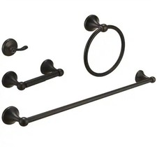 BWE 4-Piece Bath Hardware Set with Towel Bar/Rack, Towel/Robe Hook, Toilet Paper