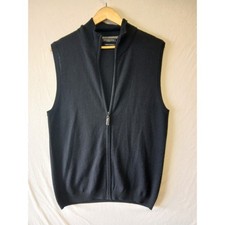 Impermeable Merino cashmere Vest quiet luxery mens medium black full zip Preppy