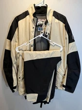 Wave Rave Vintage Snowboard Ski Pants & Jacket Mens Medium Cream Black Outerwear