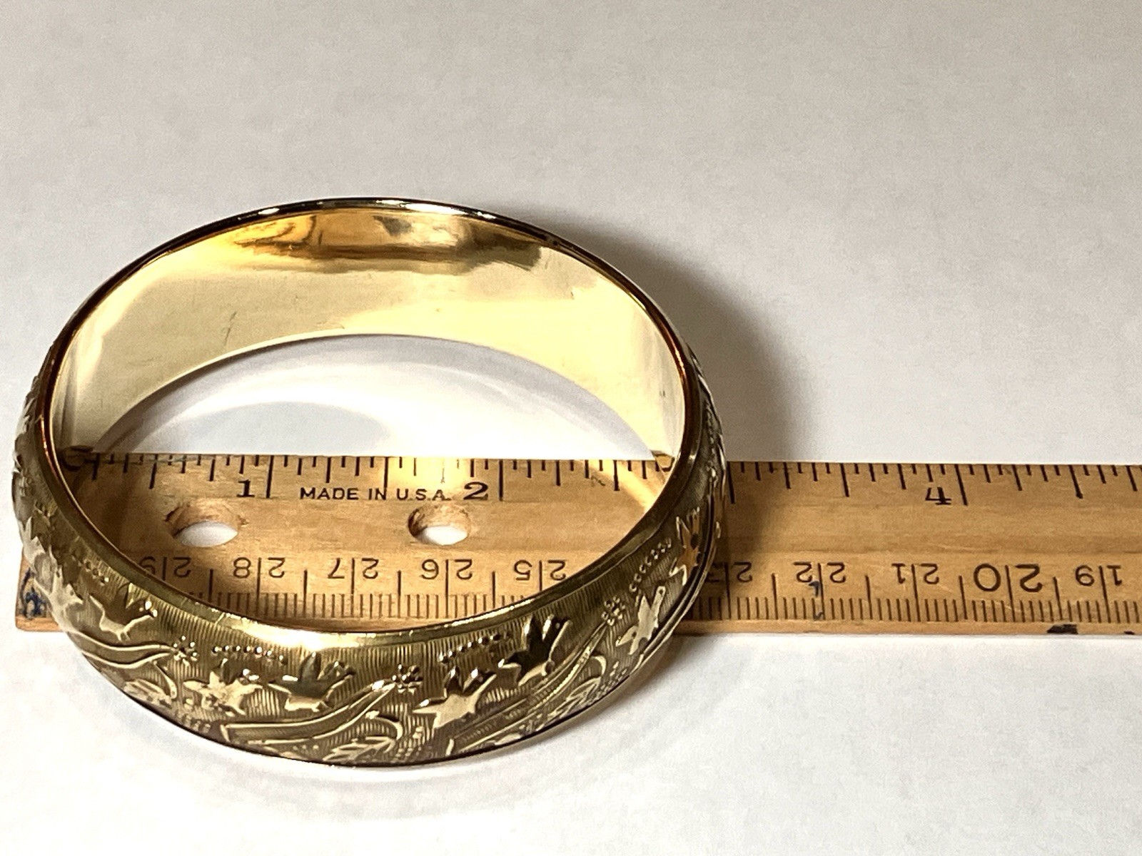 VTG Brass Engraved Scrollwork Bangle Bracelet - image 8