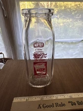Vintage PET Pasteurized Milk Bottle Half Pint Liquid Ice Cream Red ACL
