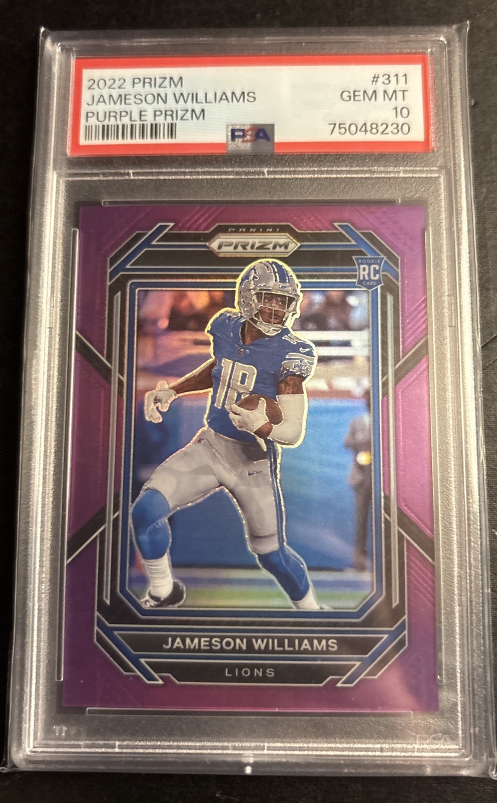 PSA 10 - 2022 Panini Prizm Jameson Williams Purple Prizm Rookie RC /125 #311