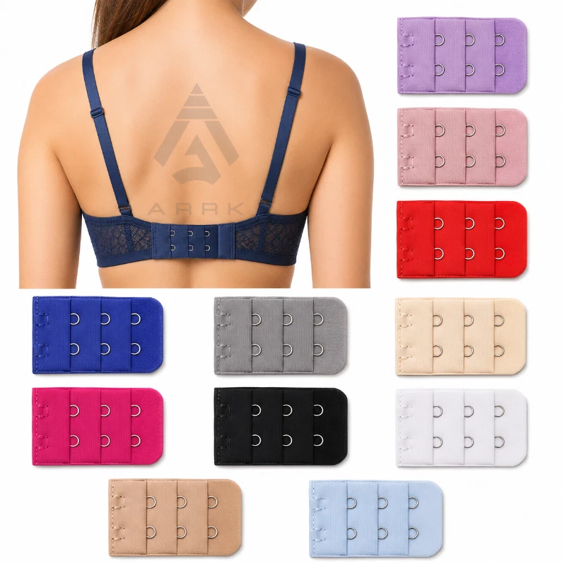 4 pack 2 hook bra extender colour options and example use