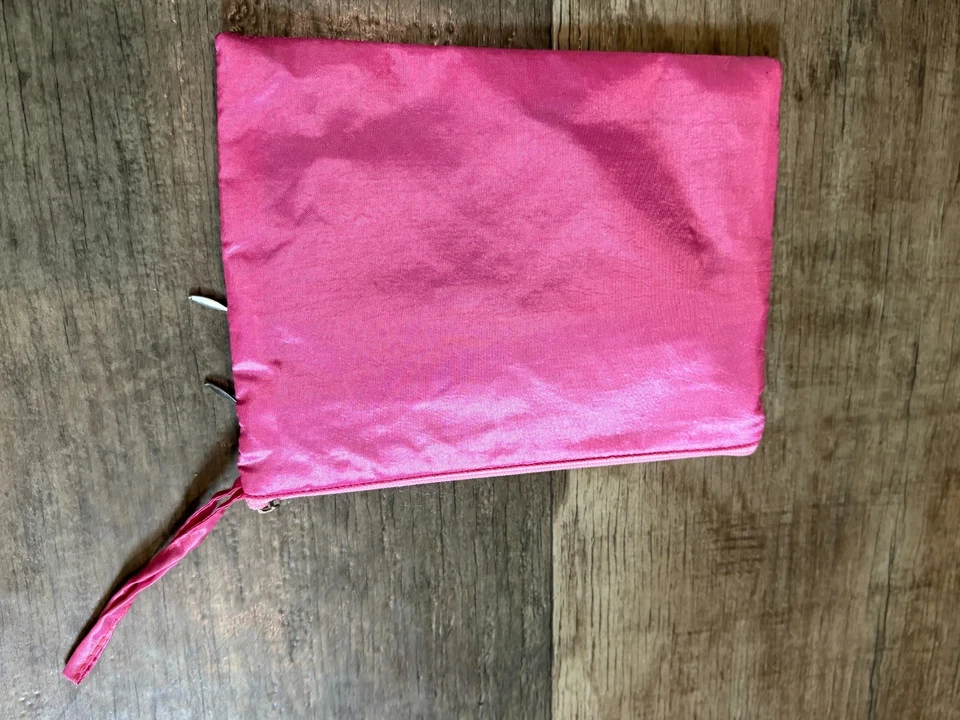 Viet Nam Pouch Zippered Bag Clutch Purse Silk Makeup Bag Pink 3 Section Rare Foto 2 de 4