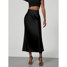 Women's Skirt Summer Versatile Slim Solid Colour Long Long Half- Body Skirt Fash