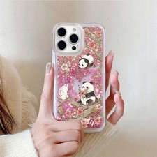 Flower Panda Quicksand Case For Various Phone Flash Liquid Glitter Cover Girls