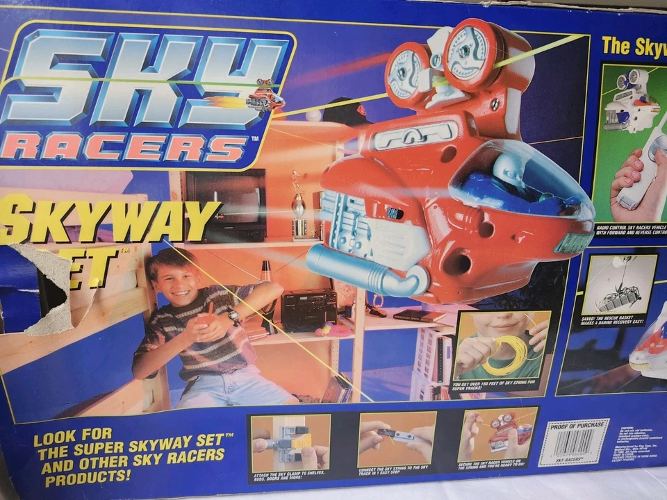 Juego de gorra Sky Racers Super Skyway 1996 vintage juguetes pista suspendida 99,9 % completo Foto 4 de 4